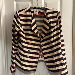 CAbi Navy and Red Striped Blazer